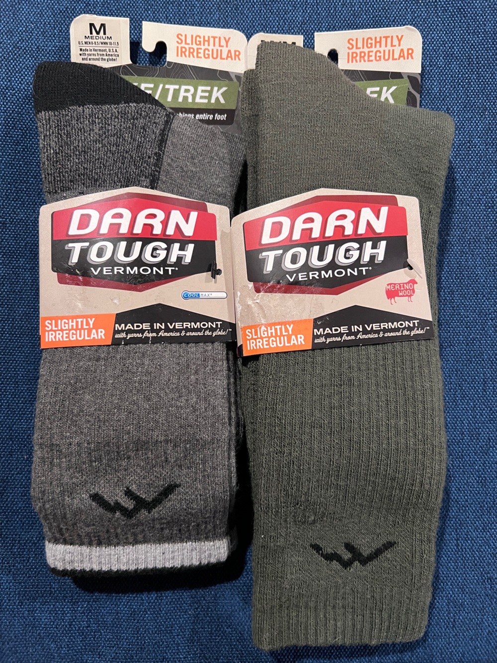 Darn Tough Men's Athletic Crew Socks – Gray & Olive (2 Pack)